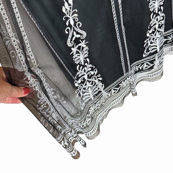 VTG Y2K PETER NYGARD BLACK LACE MESH EMBROIDERED SKIRT BOHO FAIRY WHIMSIGOTH 16 - Picture 3 of 5